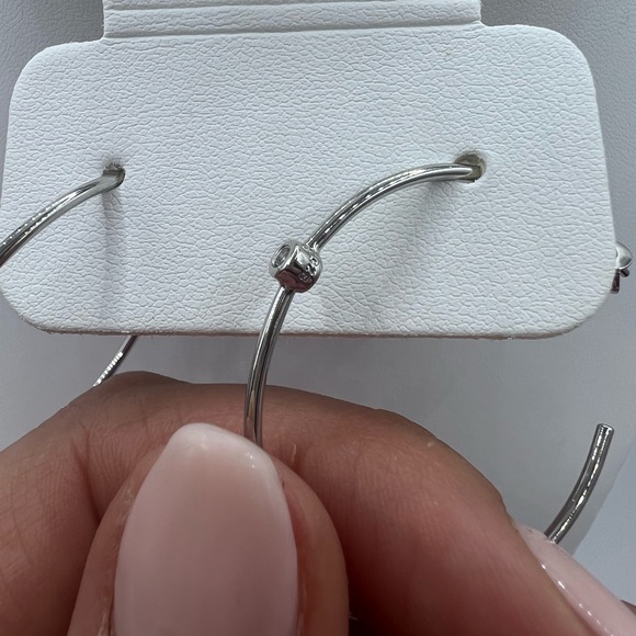 Adornia Diamond Dot Hoop Earrings Silver - 0.05 ctw NWT - Picture 8 of 8